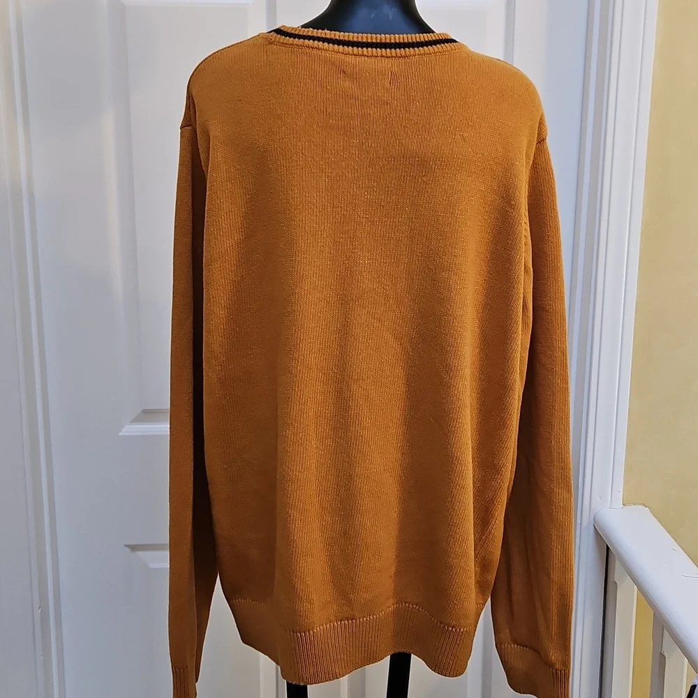 DKNY Men's Orange and Black Sweater - XL